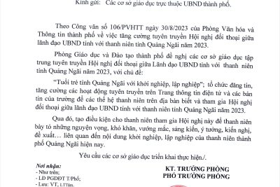 Công văn v/v tăng cường tuyên truyền hội nghị đối thoại giữa lãnh đạo UBND tỉnh với thanh niên tỉnh Quảng Ngãi năm 2023